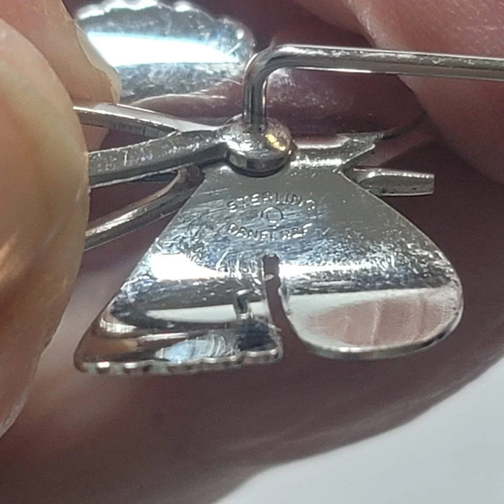 Vintage Danecraft Sterling Silver Butterfly Stick‎ Pin Textured Lapel Brooch